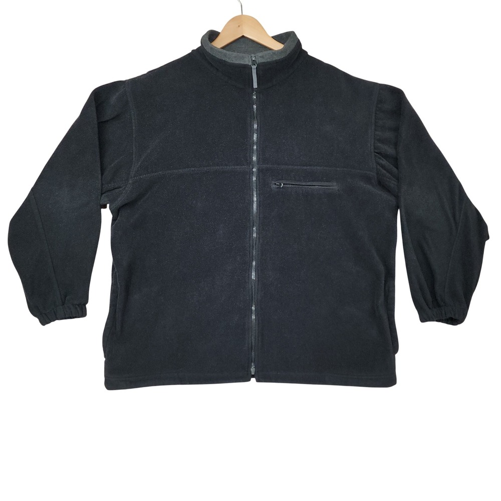 Vtg Susquehanna Trail Fleece Jacket L Mens Full Zip Black Cabincore‎ Outdoor Dad